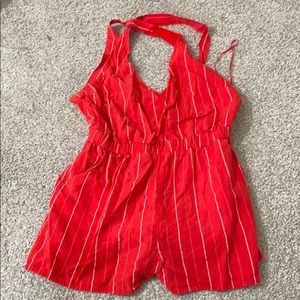 Red/white striped romper